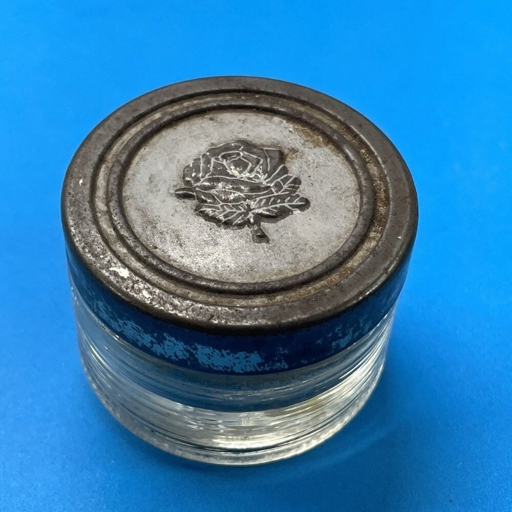 70s Avon SACHET OF ROSES Collectible .66 oz Rose-Shaped Glass Jar No Box EMPTY